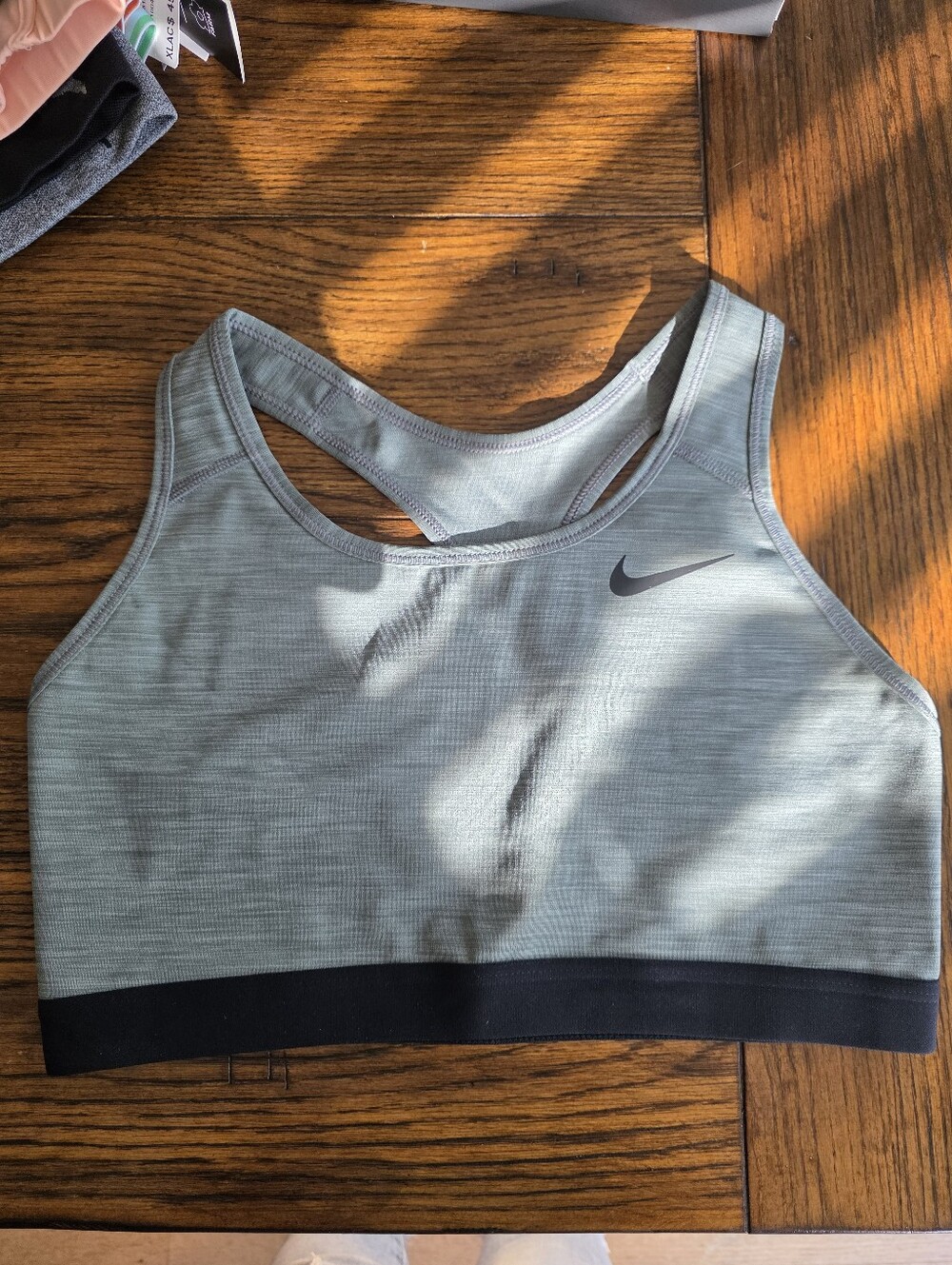 Nike Light Grey Racerback Sports Bra with Black Underband